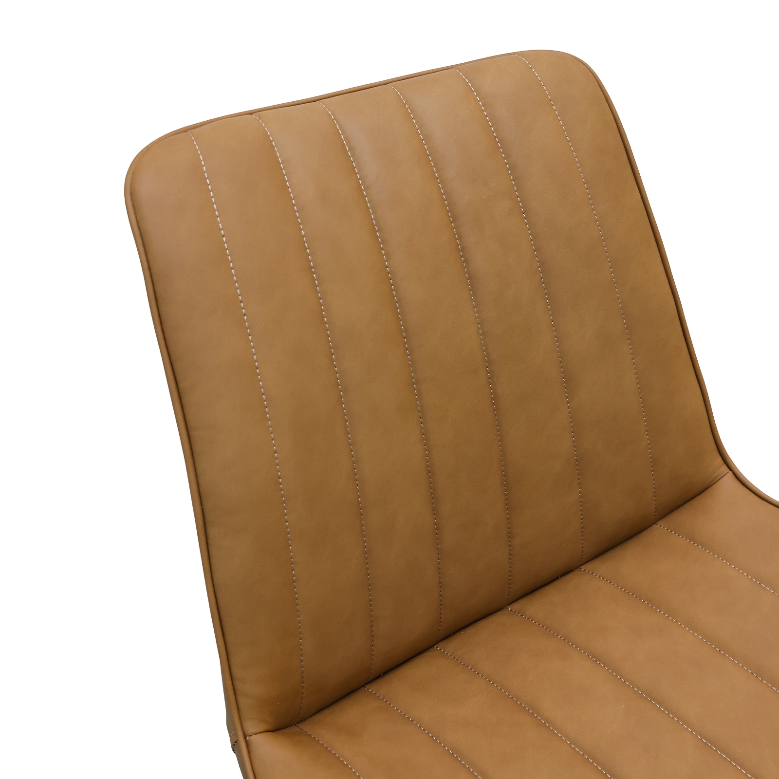 Brown PU Leather Dining Chair With Metal Legs, Wave Pattern Upholstered Armless Chair Set Of 6 For Kitchen, Restaurant, Living, Meeting Room_maomaolike.com